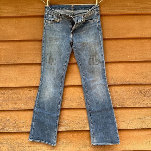 7 for All Mankind Denim - 7 for All Mankind Destroyed Bootcut Worked in Low Rise Blue Jeans Size 30
